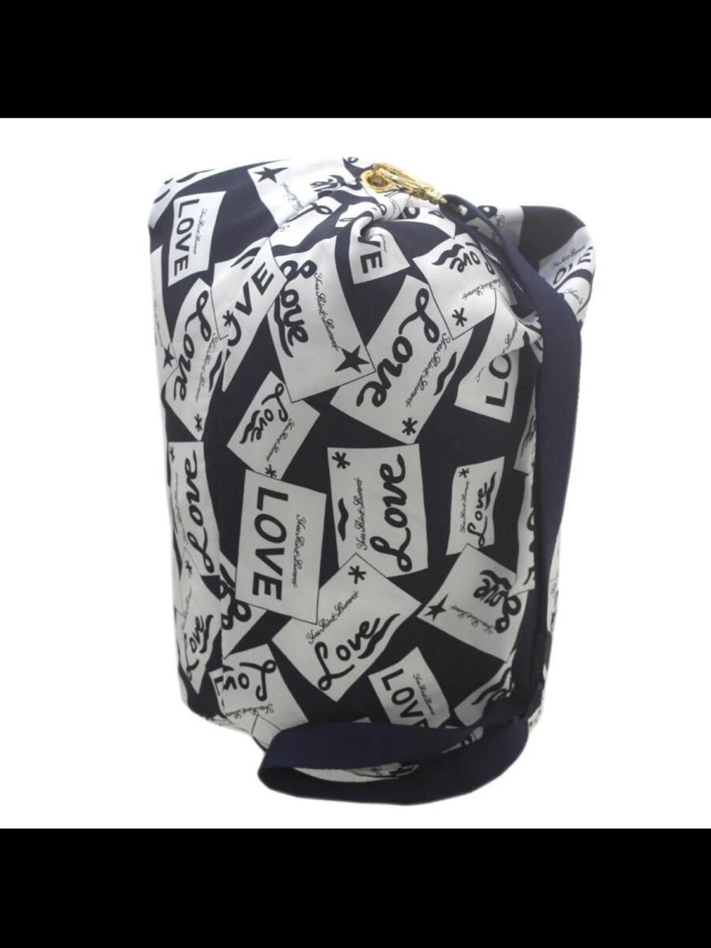 Yves Saint Laurent Black and White 'Love' Pattern Shoulder Bag